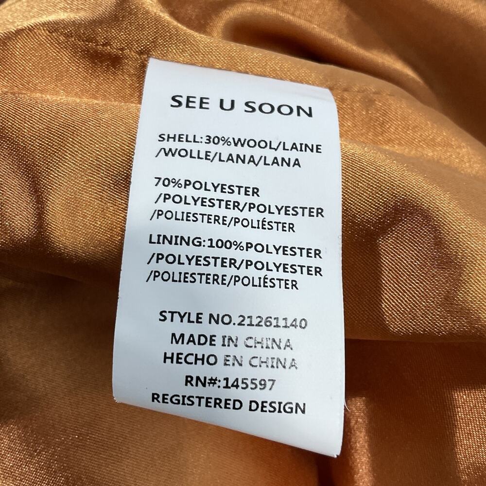 Anthropologie Brushed Plaid Yellow Motif Overcoat Outerwear Size S - Picture 5 of 5
